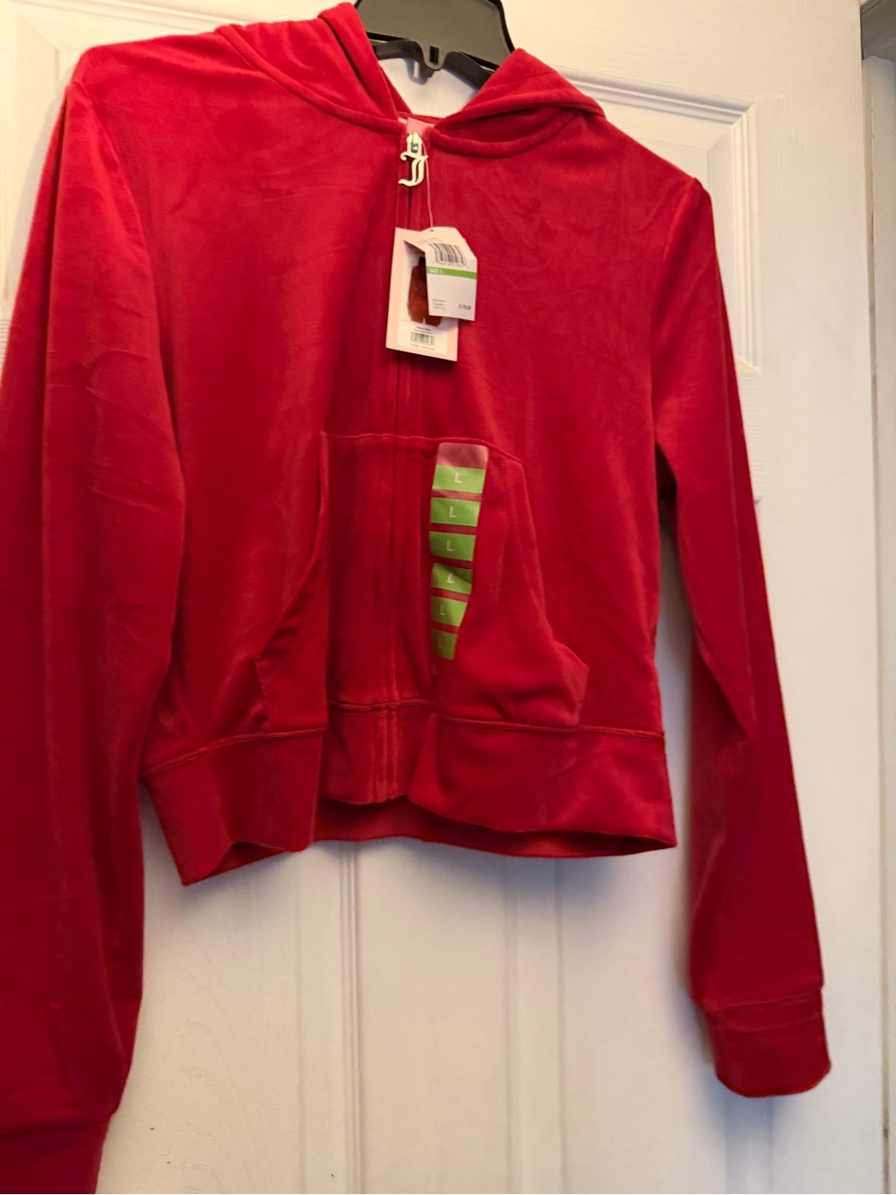 Woman's Red Juicy couture Velour Zip-Up Hoodie Jacket